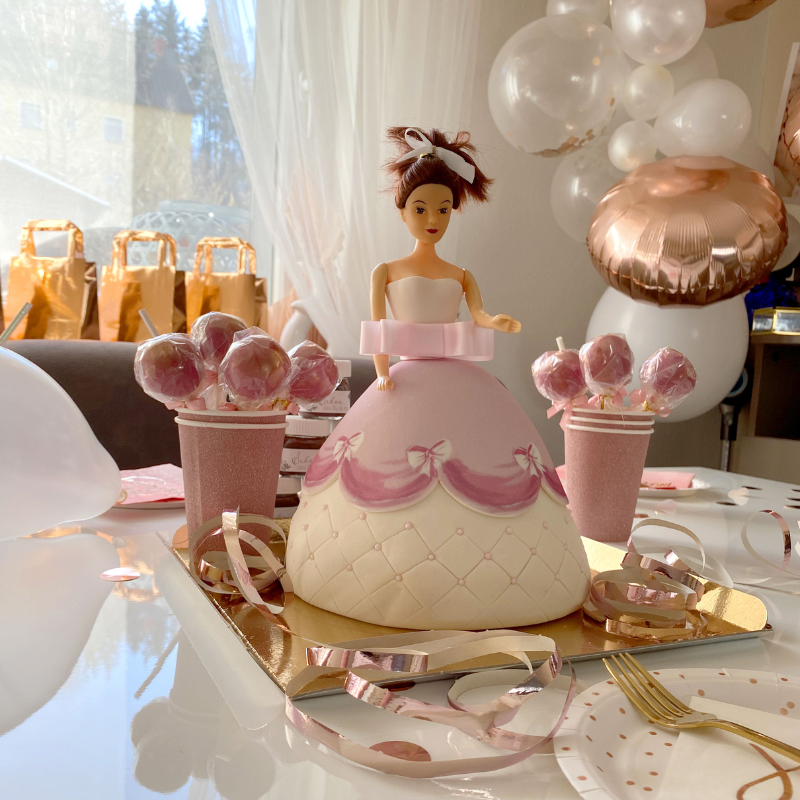 Deluxe docktårta prinsessa, rosa