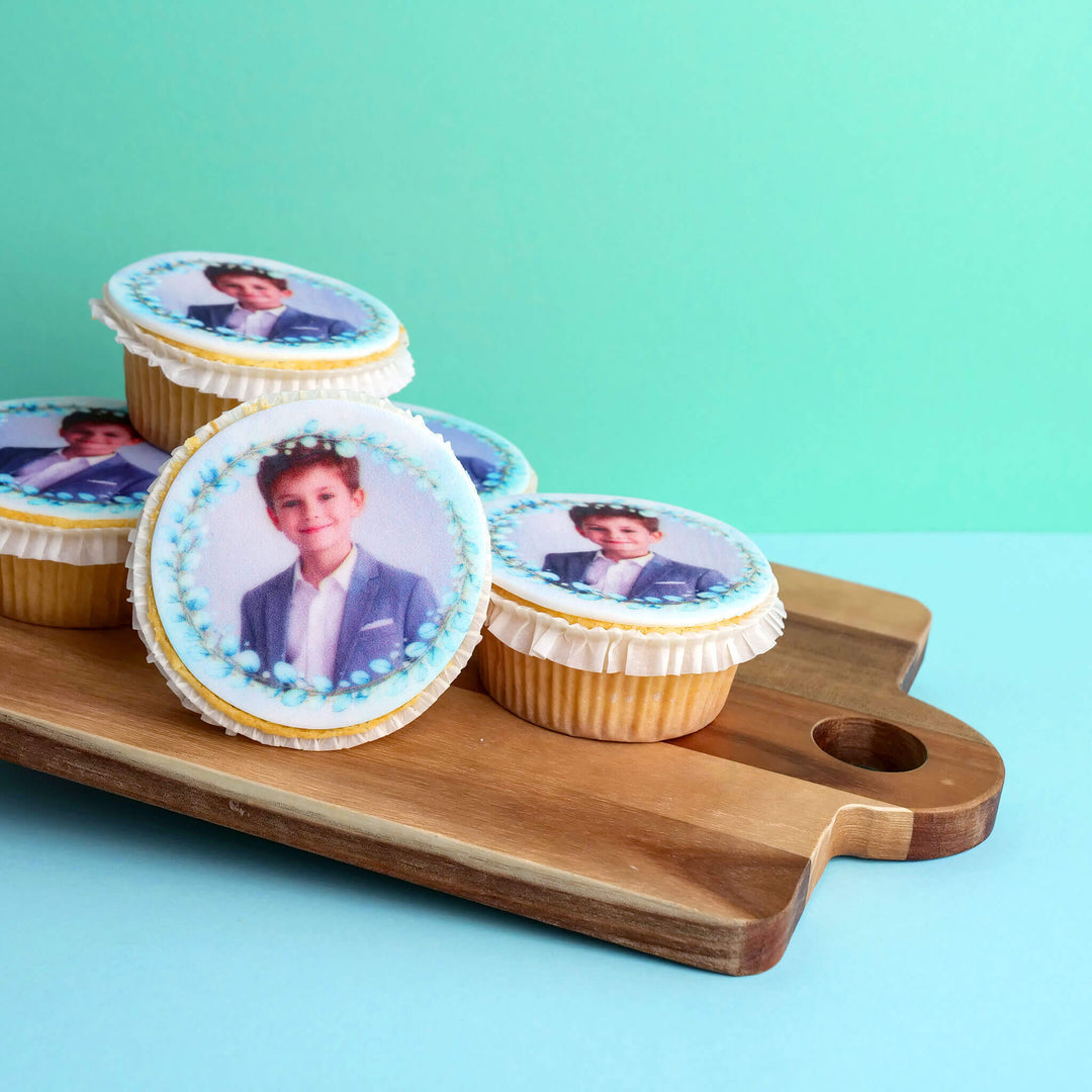 Blå eukalyptus foto-cupcakes (9 st)