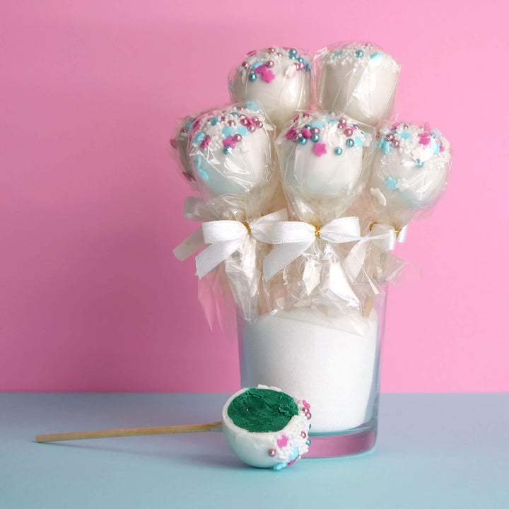 Blåa Gender Reveal Cake-Pops "It&