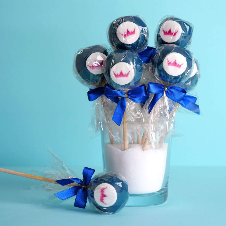 Enfärgade färgglada Cake Pops med logotyp (12 stycken)