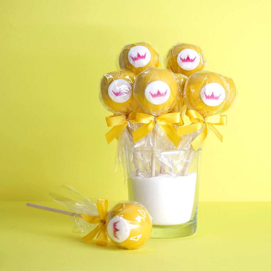 Enfärgade färgglada Cake Pops med logotyp (12 stycken)