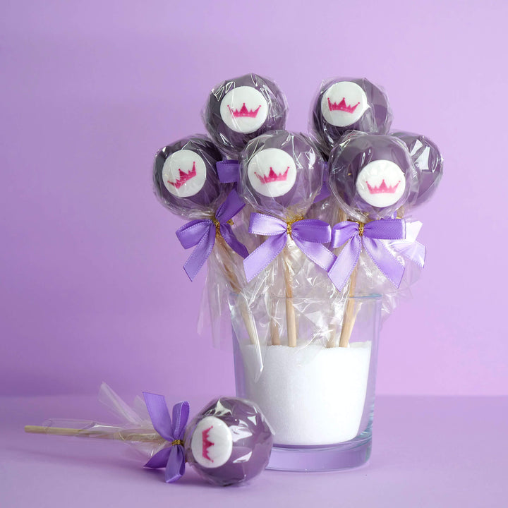 Enfärgade färgglada Cake Pops med logotyp (12 stycken)