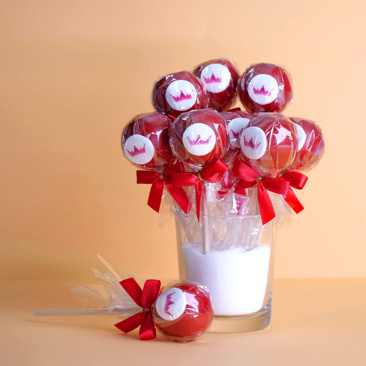 Enfärgade färgglada Cake Pops med logotyp (12 stycken)