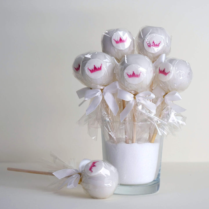 Enfärgade färgglada Cake Pops med logotyp (12 stycken)