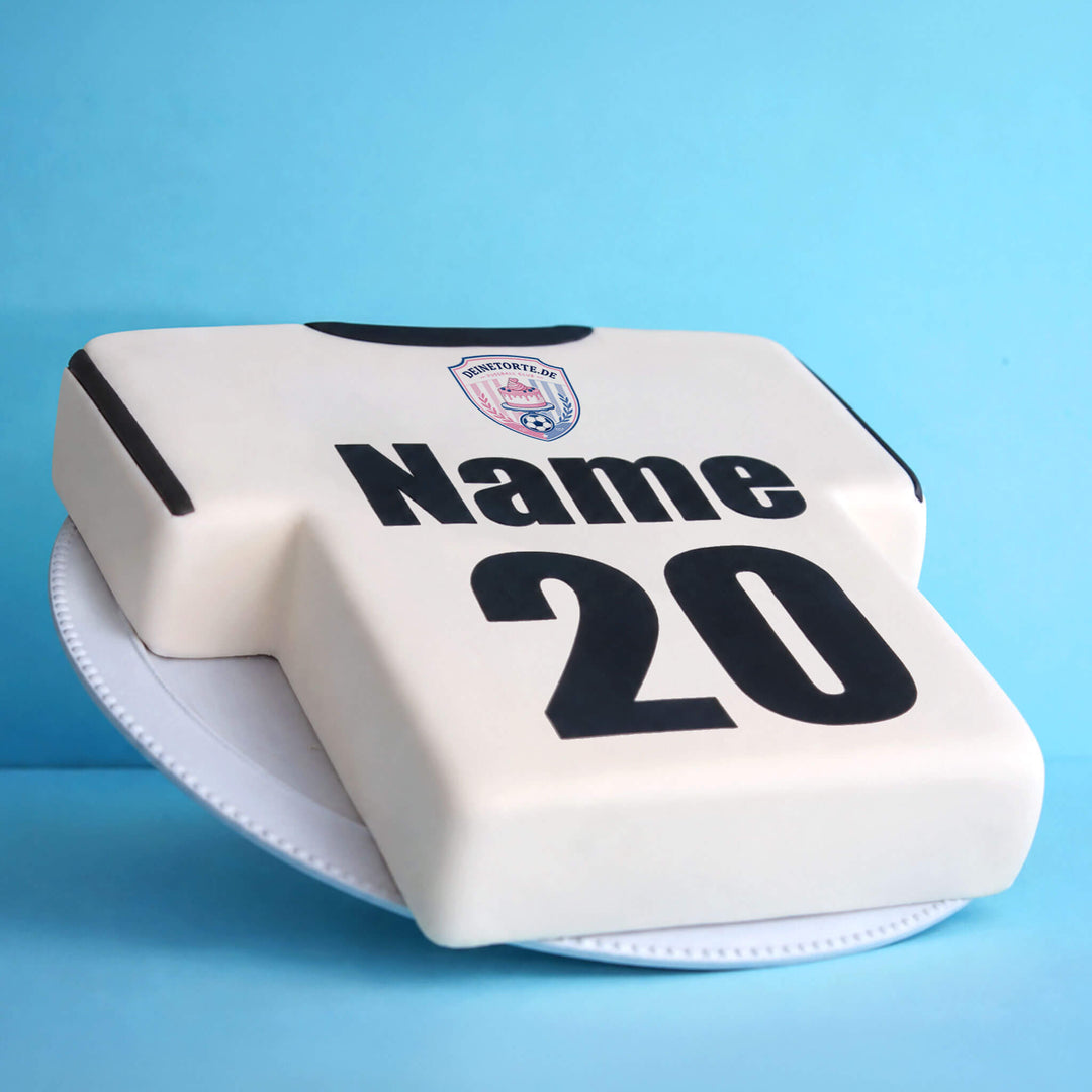 Fußballtrikot-Torte mit eigenem Wappen, weiß