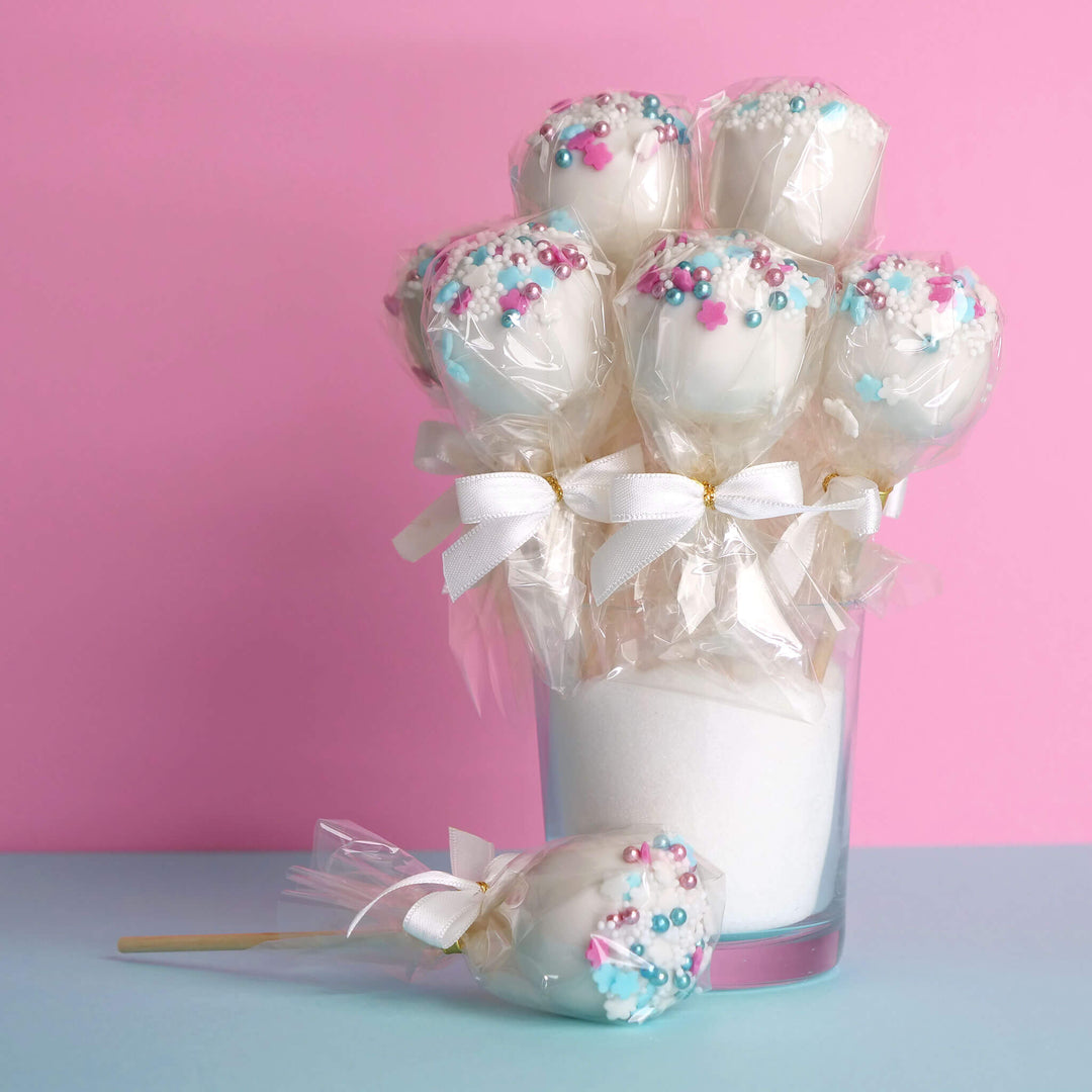 Blåa Gender Reveal Cake-Pops "It's a Boy" (12 st)