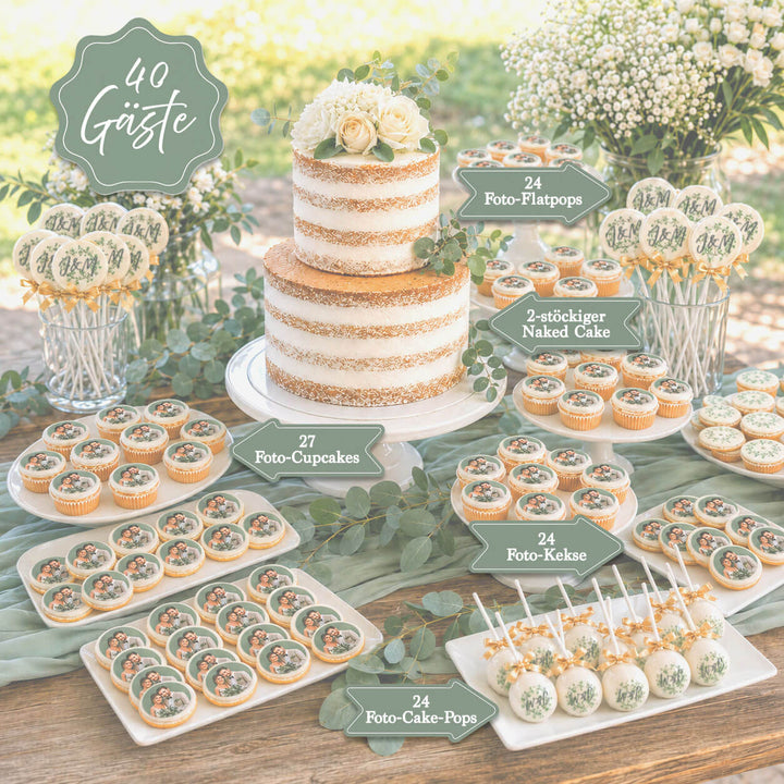 Bröllopstårta &amp; Sweet Table – komplett bekymmersfritt paket