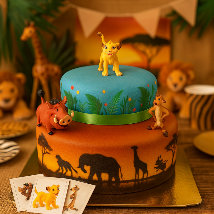 Simba®, Timon &amp; Pumba® på tvåvånings savann-tårta