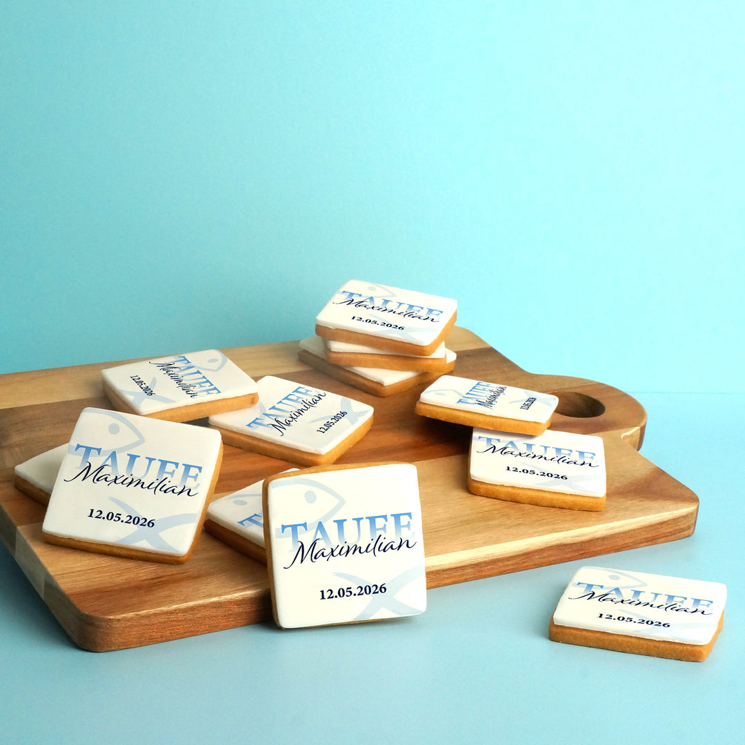 Blaue Kekse zur Taufe (12 Stück)