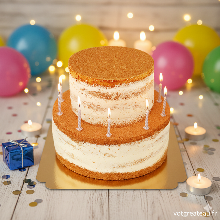 Naked Cake tvåvåningstårta - Vanilj/hallon