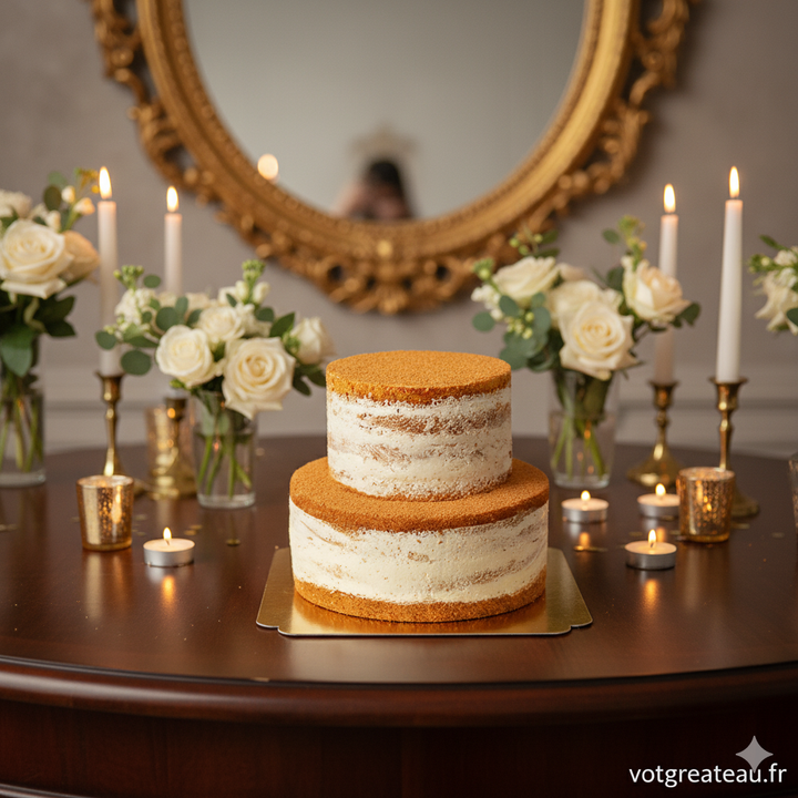 Naked Cake tvåvåningstårta - Vanilj/hallon