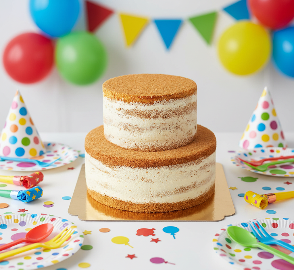 Naked Cake tvåvåningstårta - Vanilj/hallon