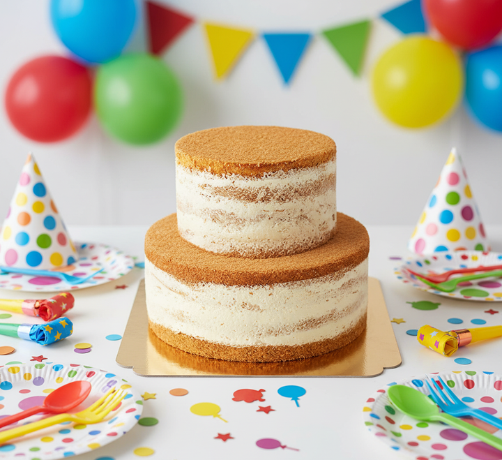 Naked Cake tvåvåningstårta - Vanilj/hallon