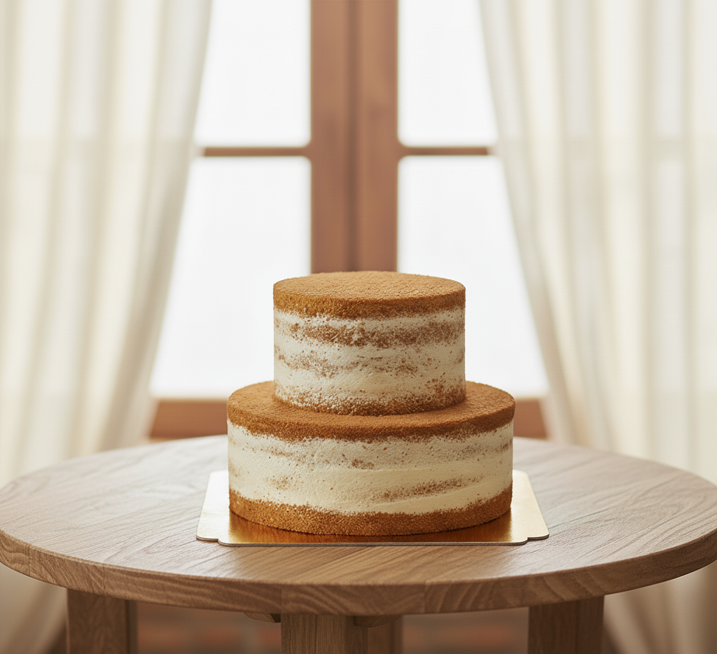 Naked Cake tvåvåningstårta - Vanilj/hallon