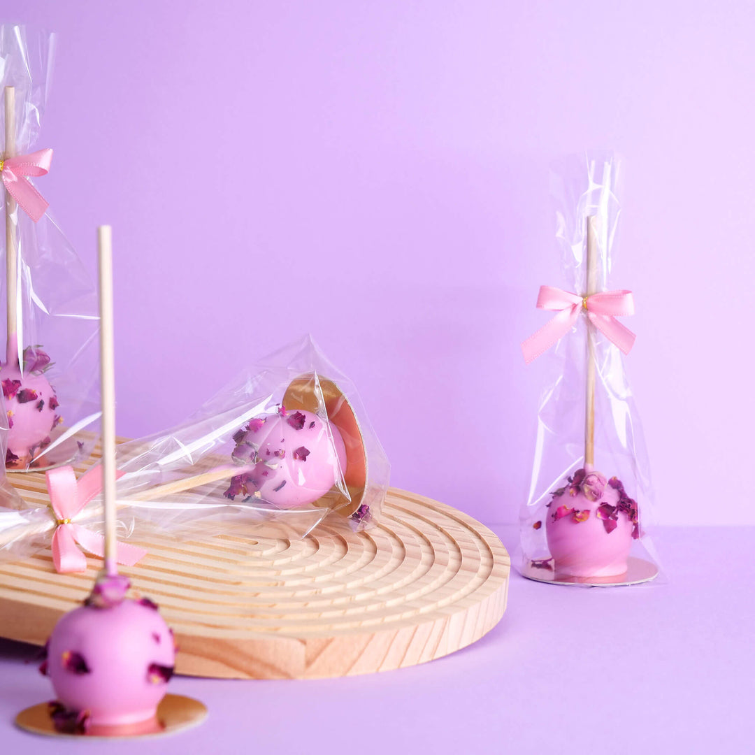 Rosa Deluxe-Cake-Pops med rosenblad (10 st)