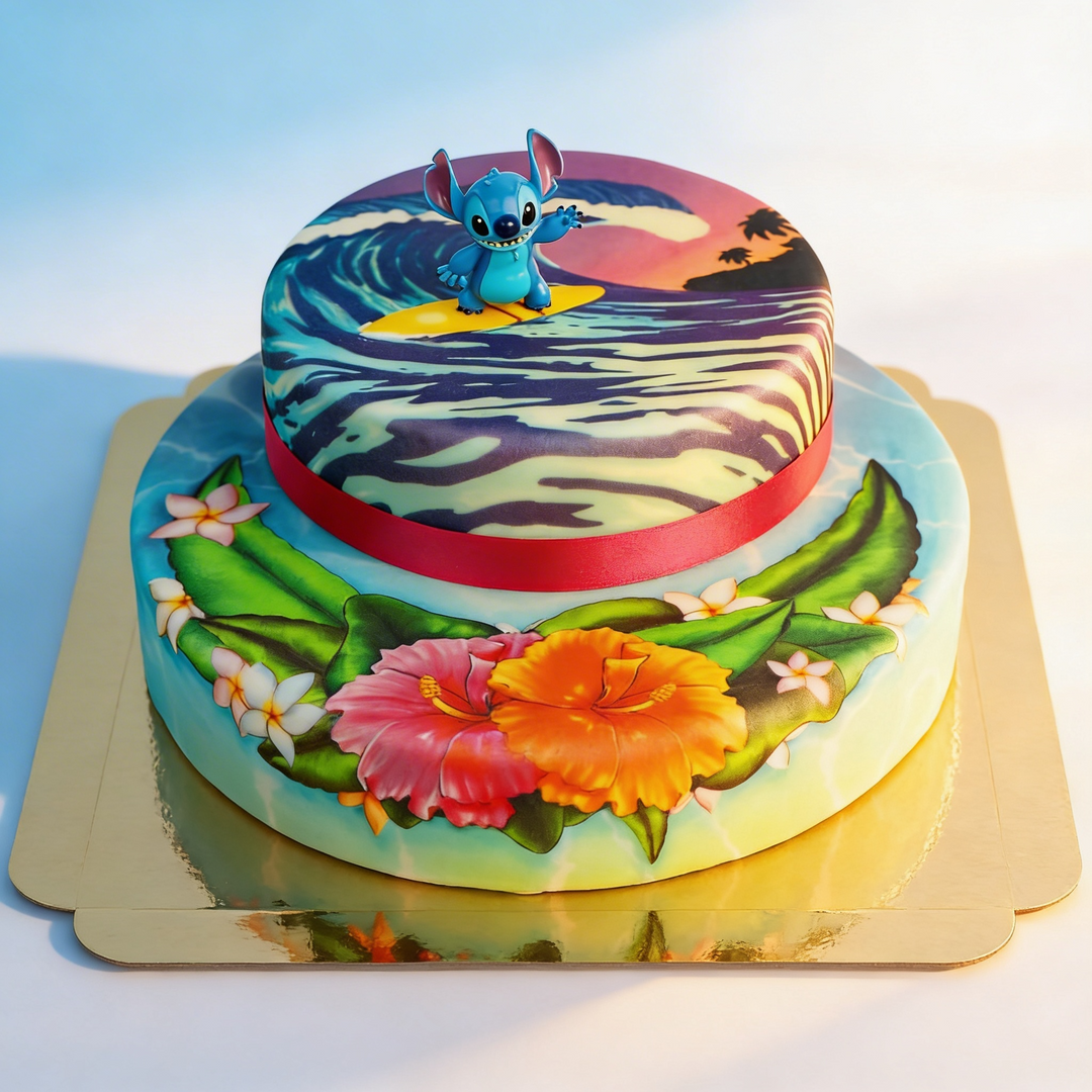 Stitch® auf 2-stöckiger Surfer-Torte