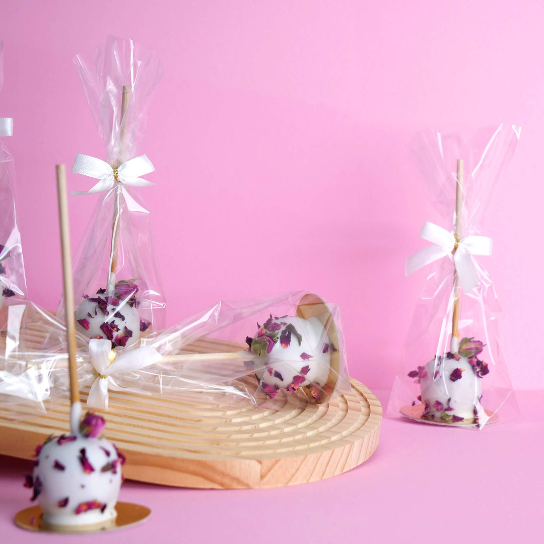 Vita Deluxe-Cake-Pops med rosenblad (10 st)