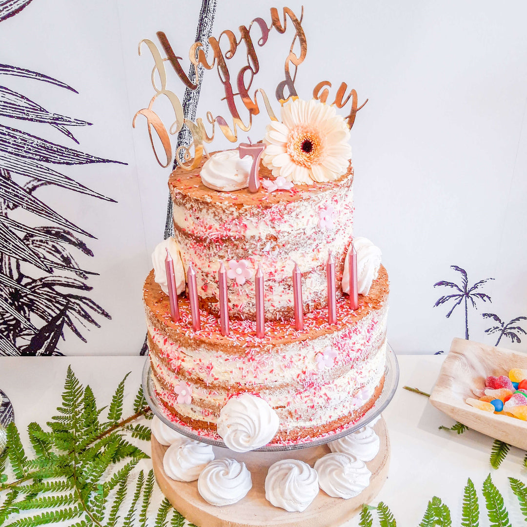 Naked Cake tvåvåningstårta - Vanilj/hallon