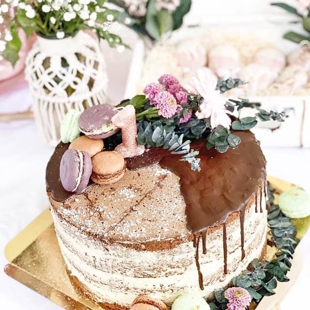 Naked Cake Stor - Vanilj/hallon