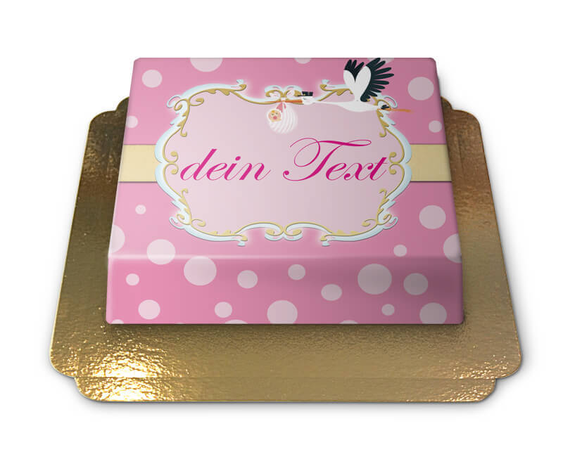Storch mit Baby Torte, Pink