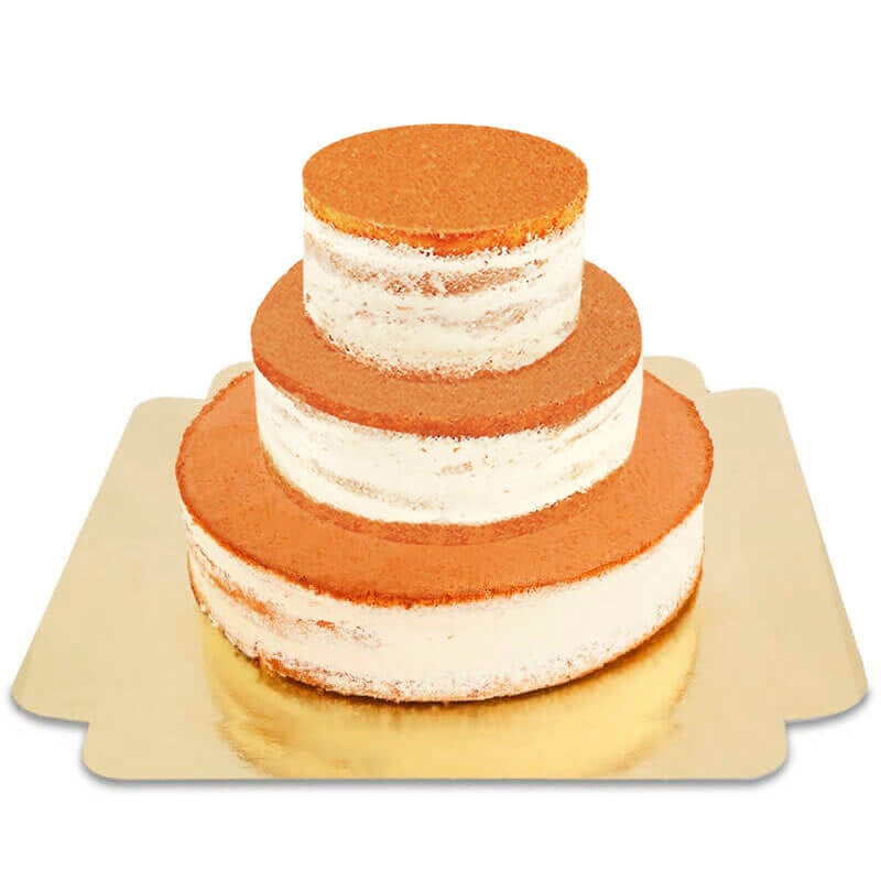 Naked cake i tre våningar - Vanilj/hallon