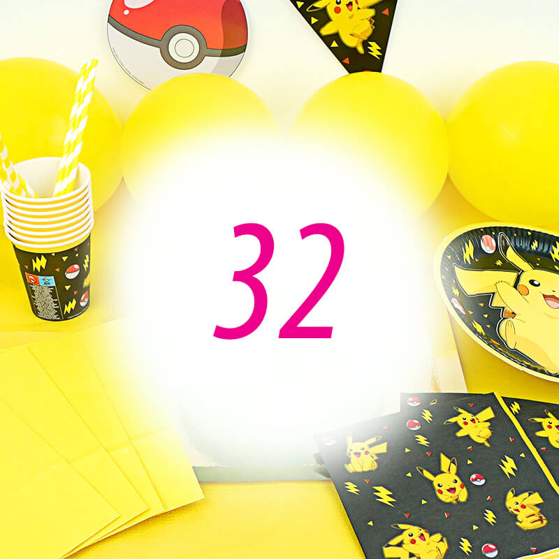 Pokémon® Partyset för 32 barn - utan tårta
