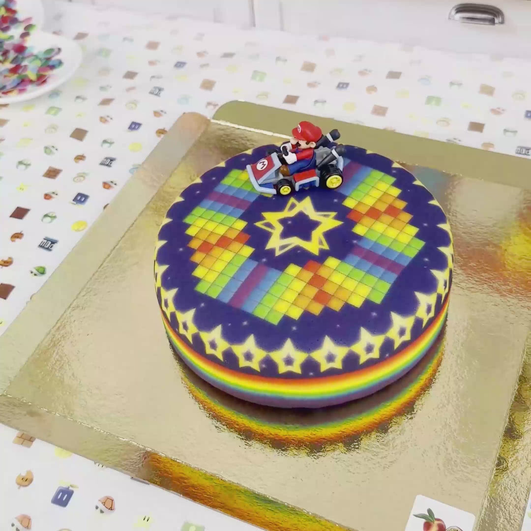 Mario kart® på regnbågsbana-tårta