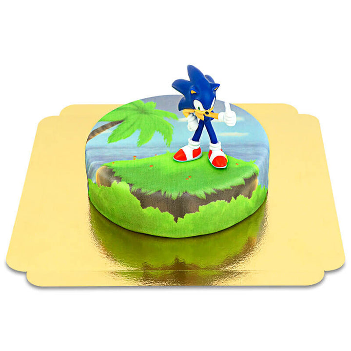 Sonic® Figur auf Insel-Torte