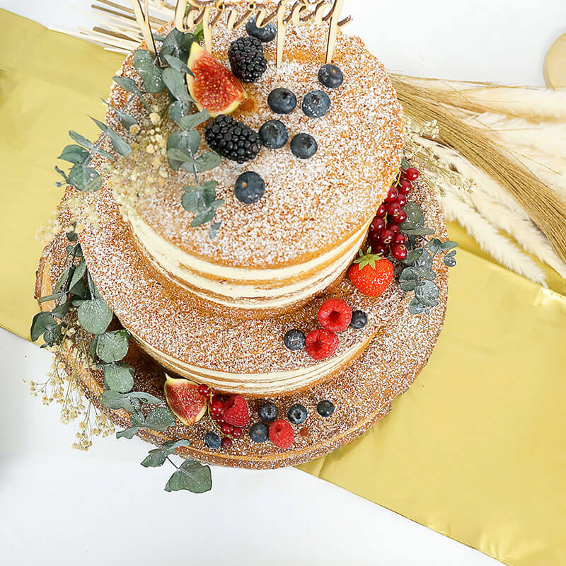Naked Cake, bröllopstårta Vanilj/hallon
